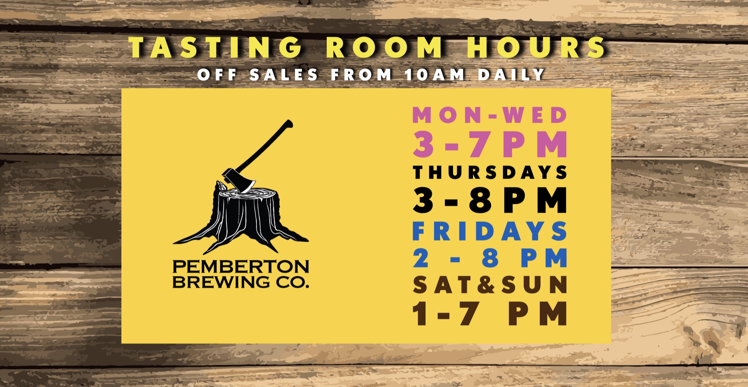 Fall 2023 Tasting Room Hours